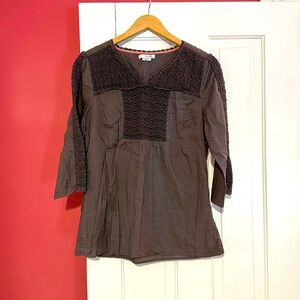 Boden Top Size US 10 Broderie Lace zipper in side 3/4 sleeve